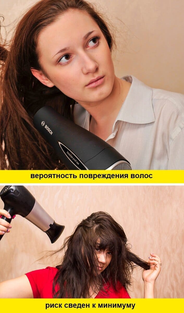Как правильно сушить волосы феном
